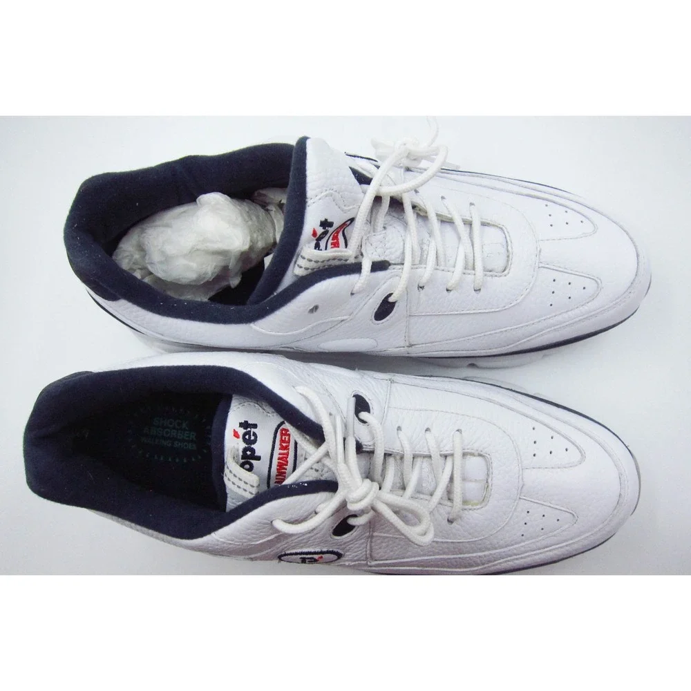 Propet Rainwalker M2056 Mens Walking Shoes White Navy Leather Waterproof 10.5 M